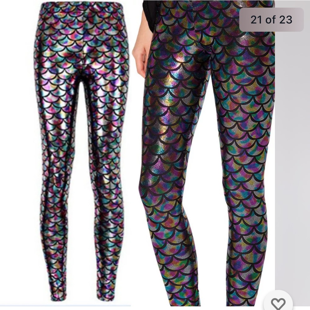 Womens Fish metallic Mermaid 3D bling leggings